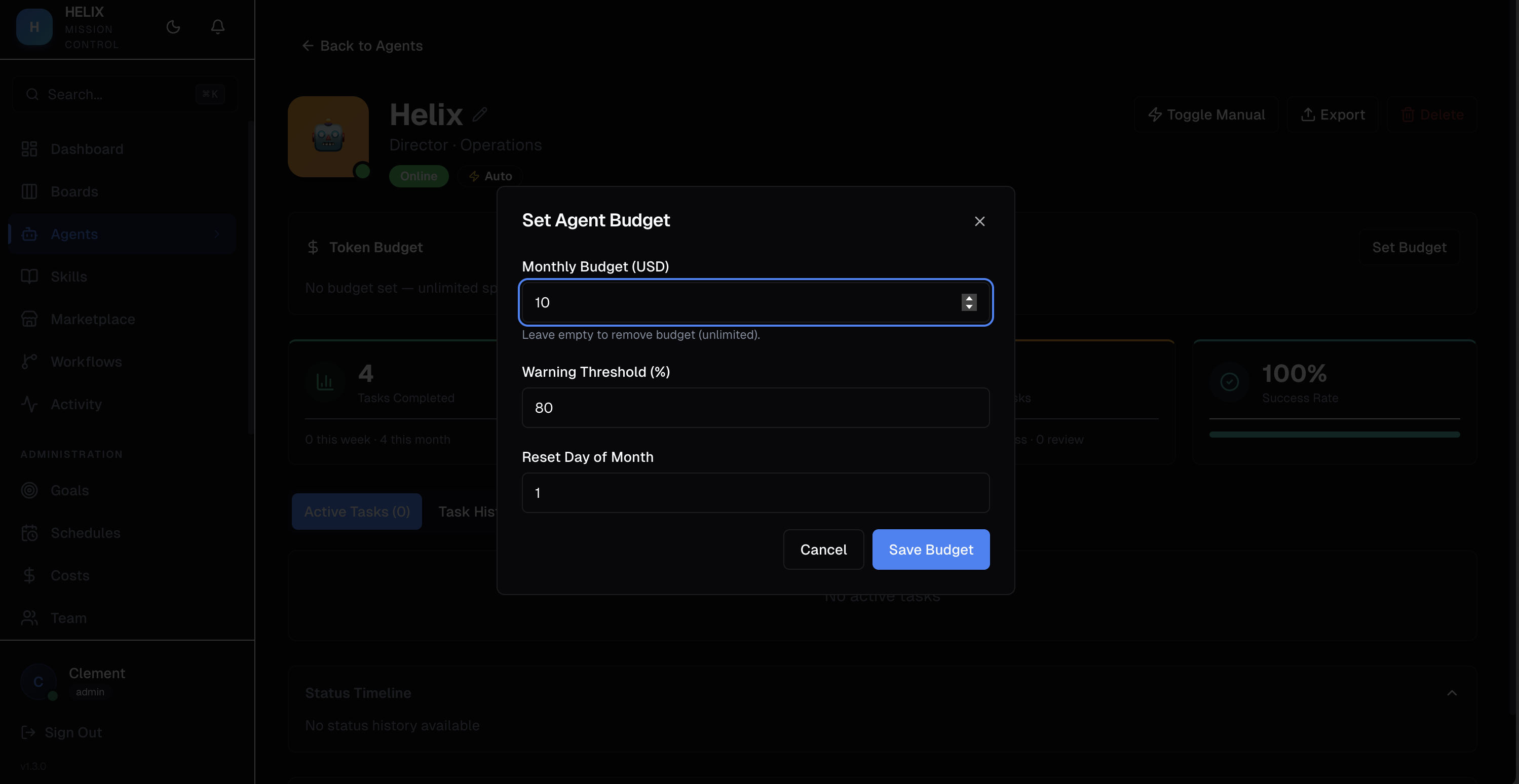 Agent budget progress bar