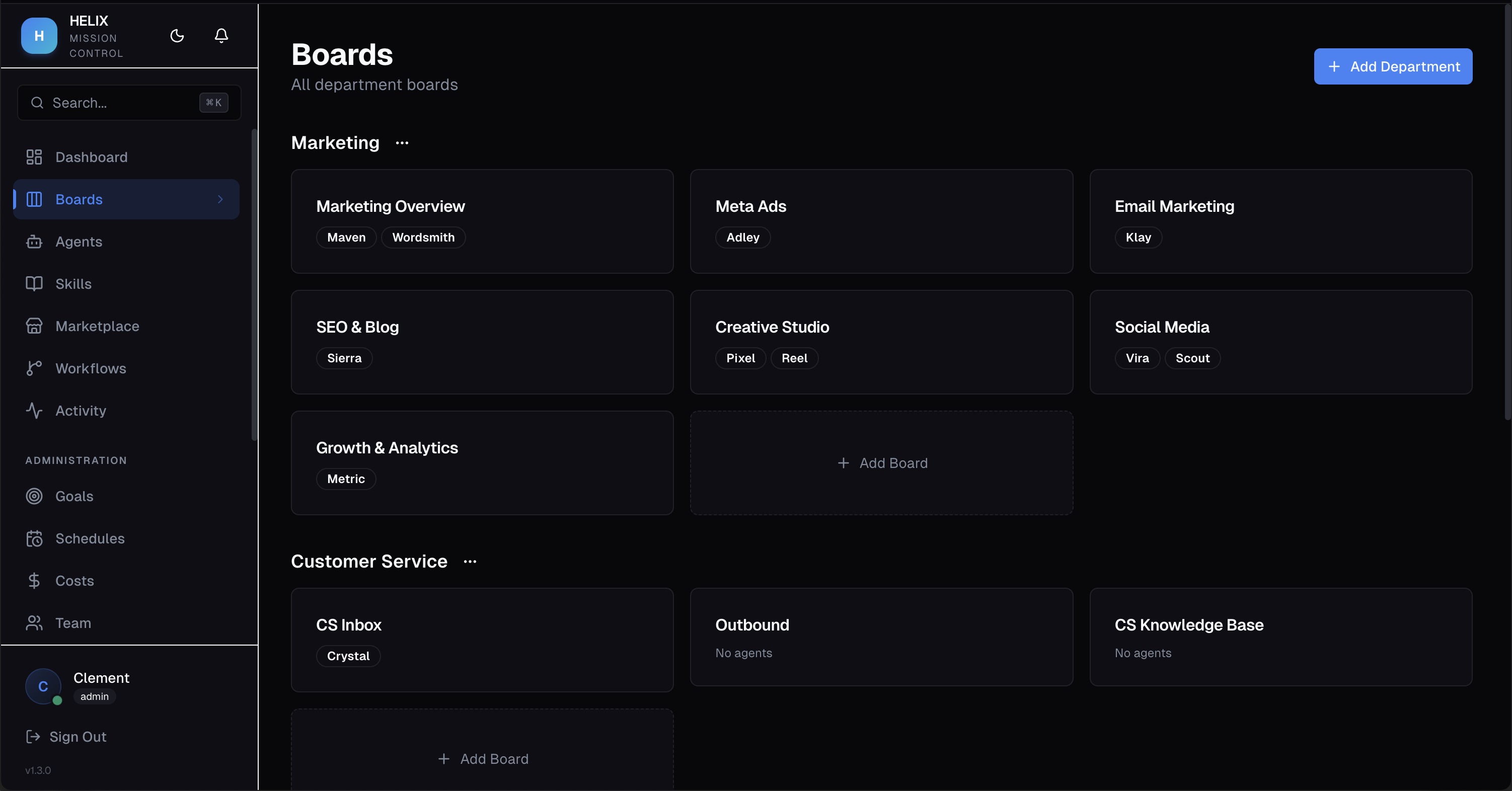 Kanban board with tasks across multiple columns